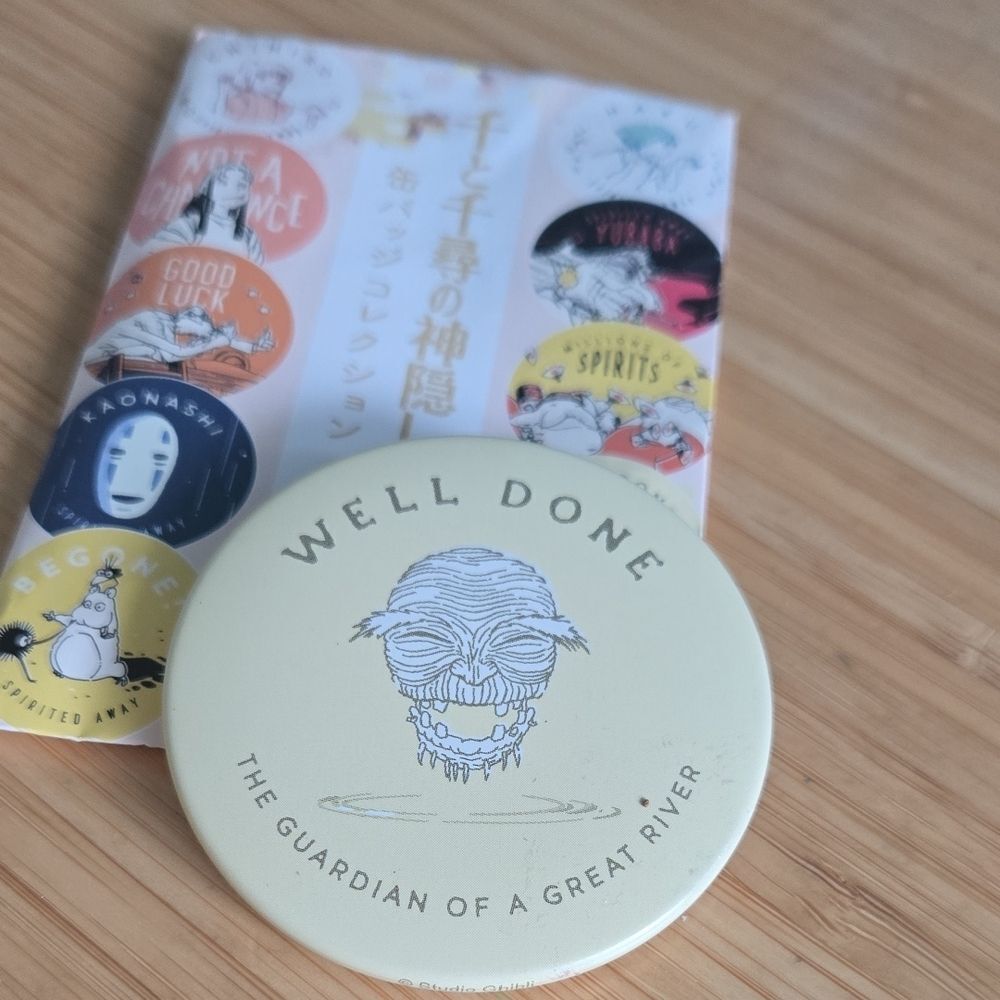 Spirited Away WELL DONE pin Button Guardian Of Great River